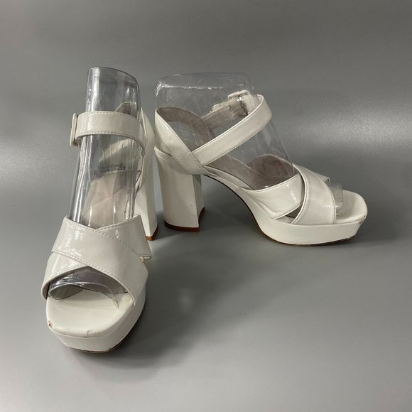 Jeffrey Campbell Shoes - Jeffrey Campbell Amma Platform Slingback Heeled Sandals White Patent Size 8
